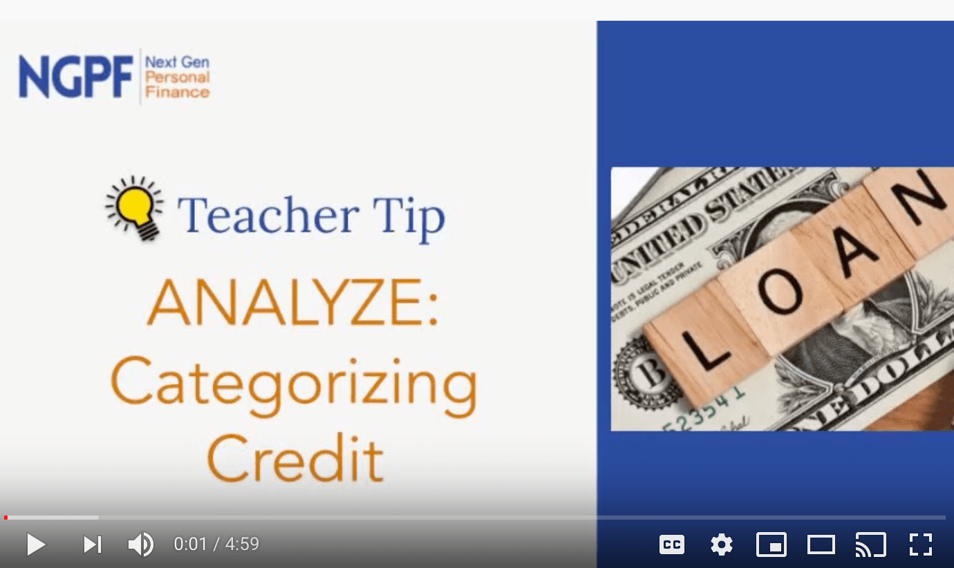 TEACHER TIP - ANALYZE: Categorizing Credit - Blog